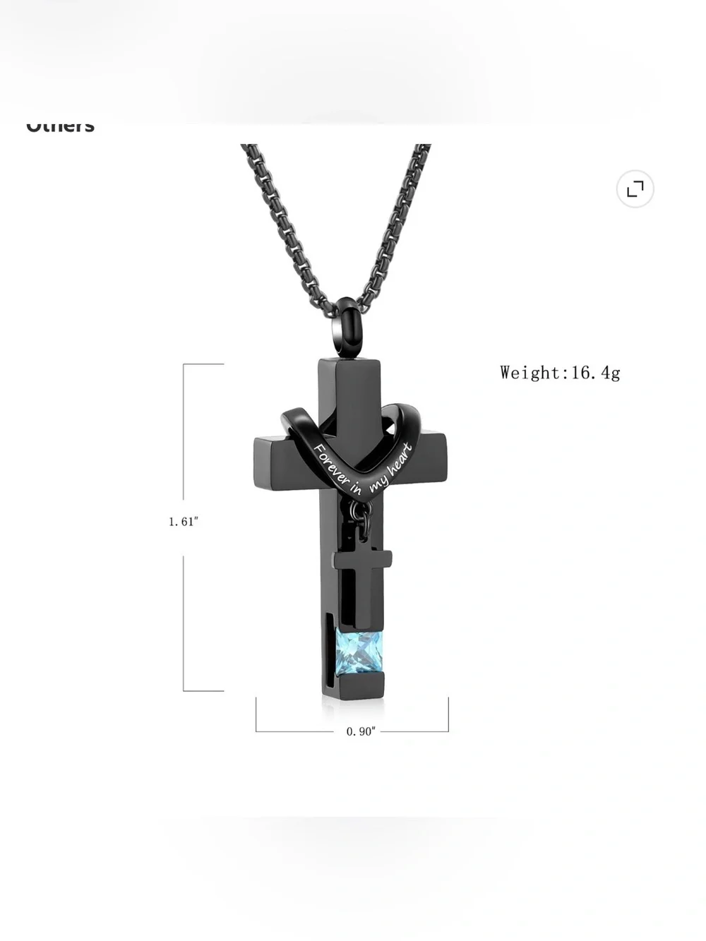 New Birthstone Double Cross Urn Pendant Cremation Jewelry for Ashes Urn Necklace